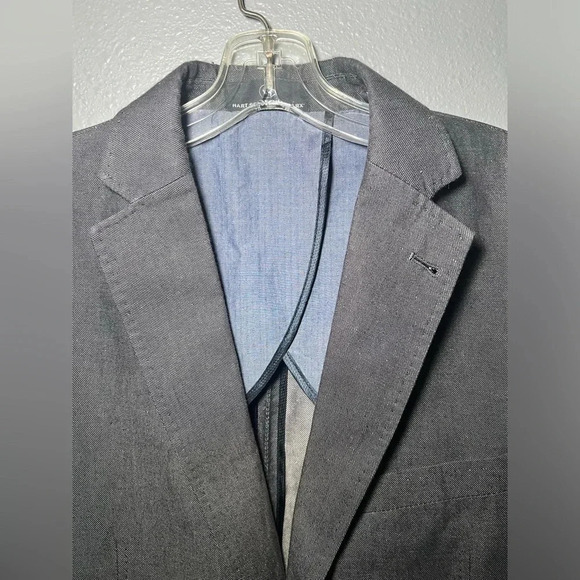 Hart Schaffner Marx Blazer Suit Jacket Sport Coat Linen Blend Blue EUC 44 - Picture 2 of 8